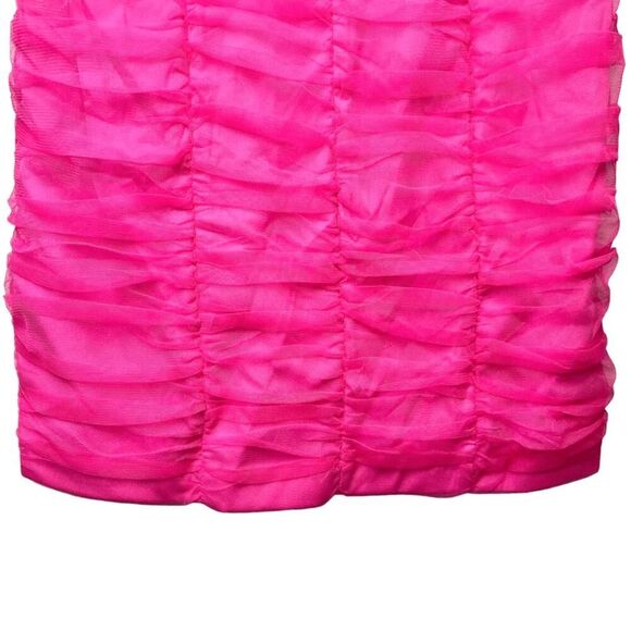 Endless Rose Hot Pink Tulle Ruched Mini Dress Sz M - Picture 6 of 9